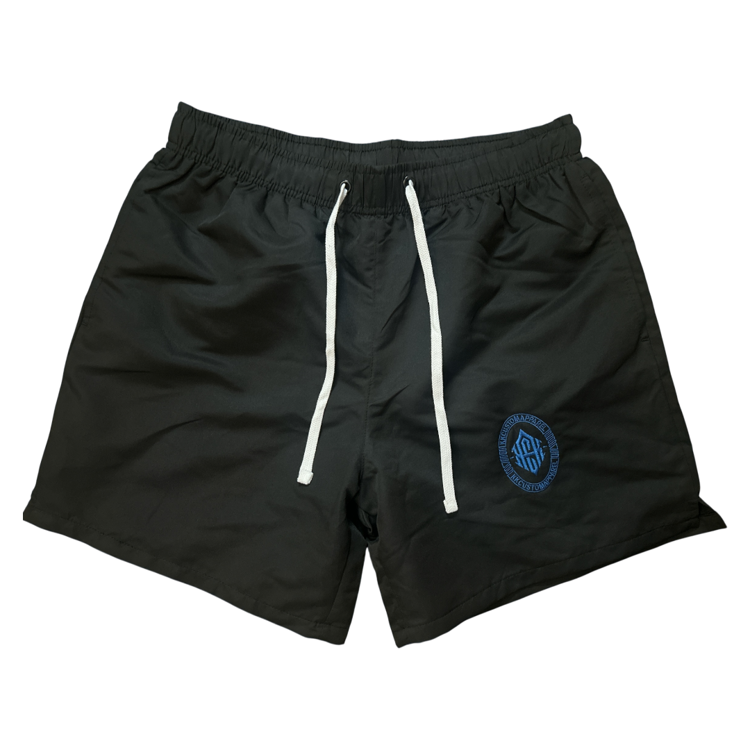 Shaka Wear x KKCustomApparel Premium Black Embroidered Shorts